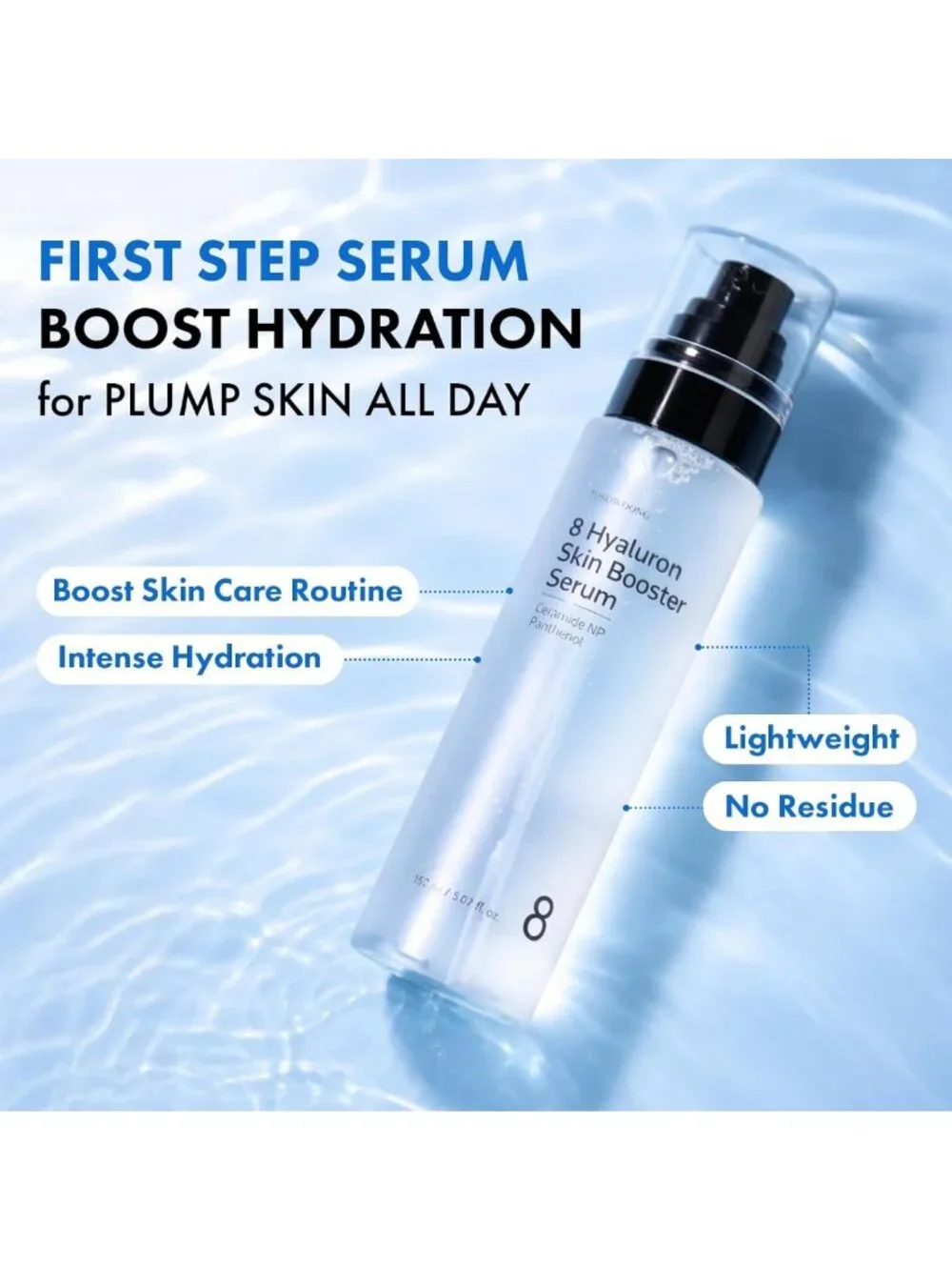 Hydrating Hyaluron Serum with Niacinamide & Glycerin for Plump Glass Skin, 150ml